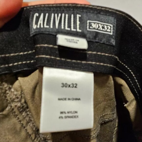 Caliville Flat Front Chinos Stretch Twill Pants Men's 30x32 Green - Picture 7 of 7